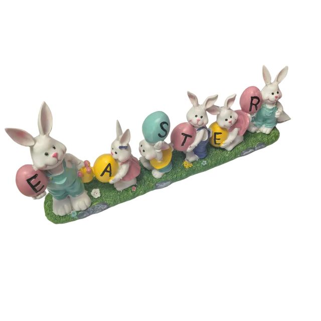 Rabbit family with easter eggs 19x39cm