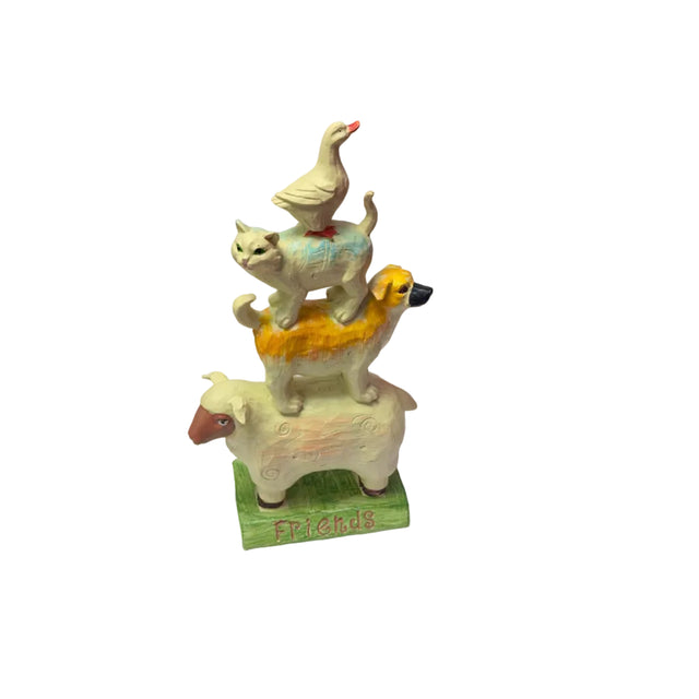 Ceramic duck on cat on dog on sheep 29cm
