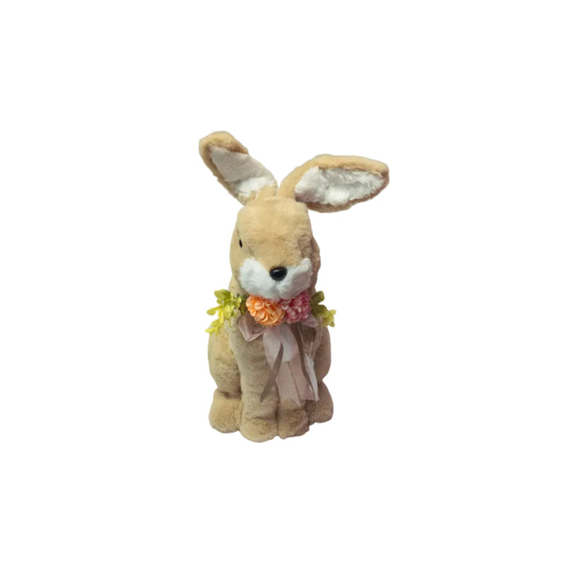 Rabbit with pink flowers and sitting with legs together 38cm