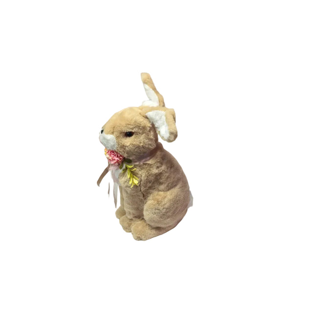 Rabbit with pink flowers and sitting with legs together 38cm