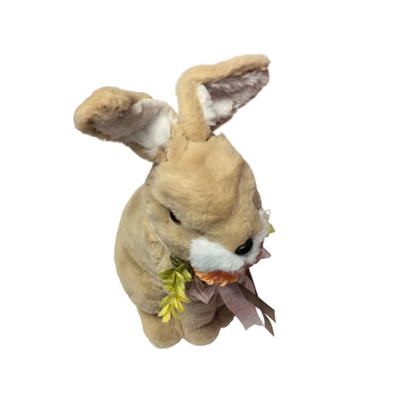 Rabbit with pink flowers and sitting with legs together 38cm
