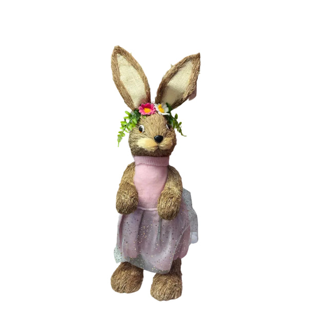 Grass Bunny With Pink Dress 58cm