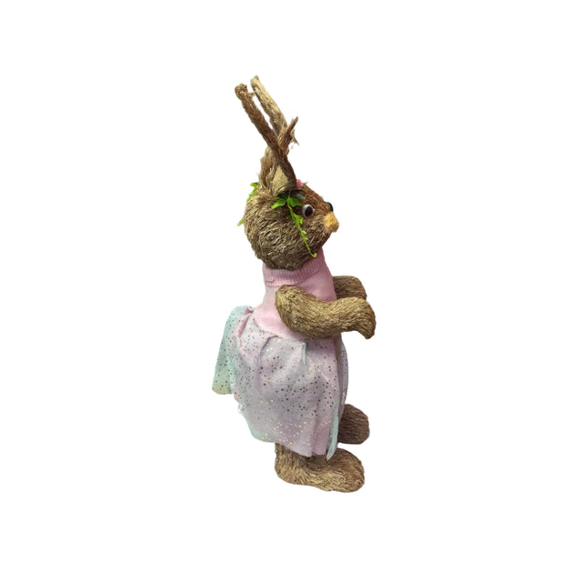 Grass Bunny With Pink Dress 58cm