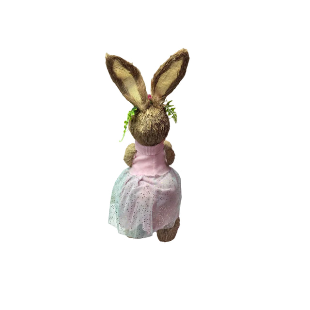 Grass Bunny With Pink Dress 58cm