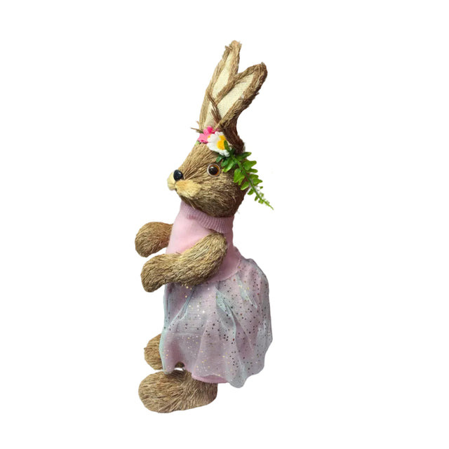Grass Bunny With Pink Dress 58cm