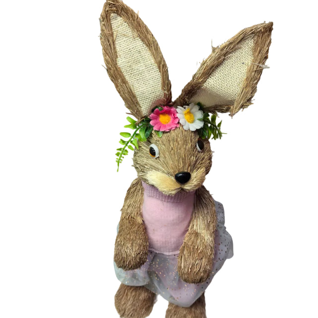 Grass Bunny With Pink Dress 58cm