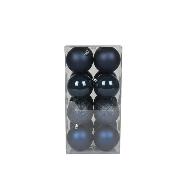 Xmas baubles set of 16, 8cm - Shades of black