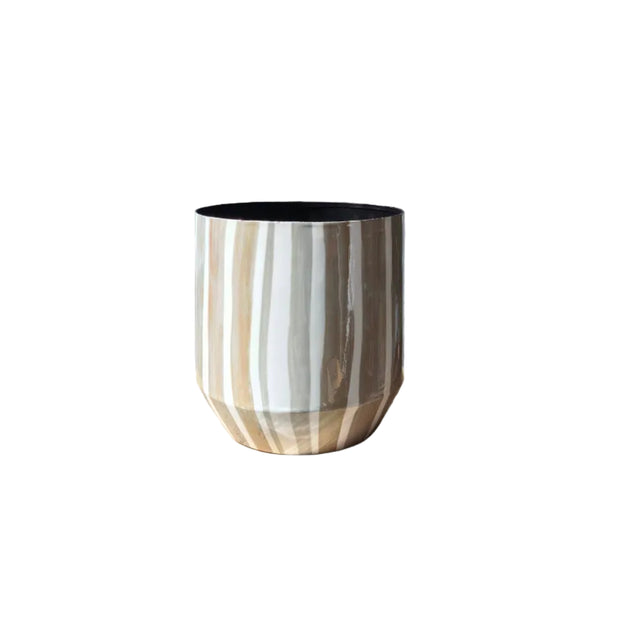Planter iron 22x22x23cm Enamel striped design