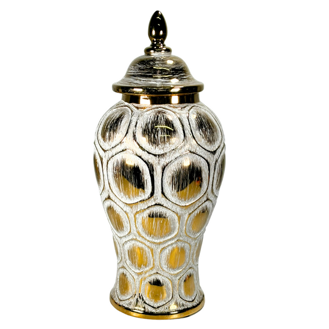 Ginger Jar Beige & Gold 17.7X40Cm