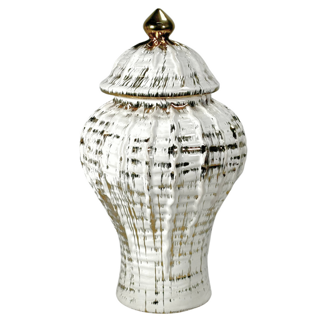 Ginger Jar Beige With Gold 17.5X26Cm