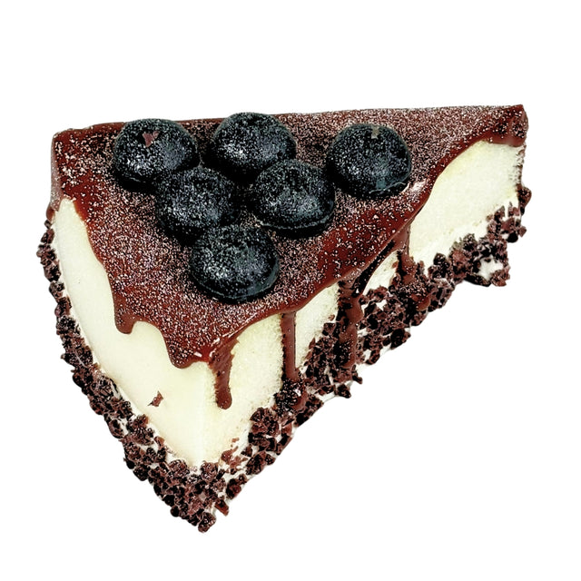 Cake Slice - White Icing With Blueberries & Chocolate Icing