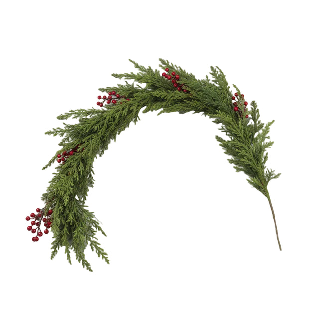 Green garland with red berries 1.8m