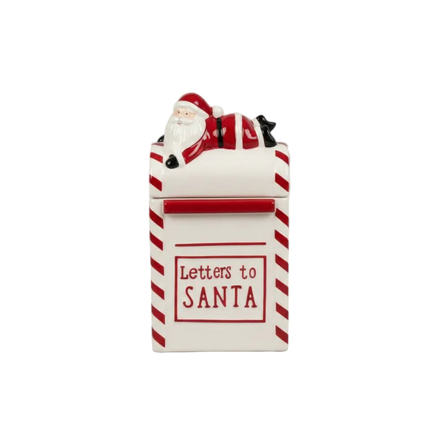 Cookie jar letters to Santa 15x12x23cm - white