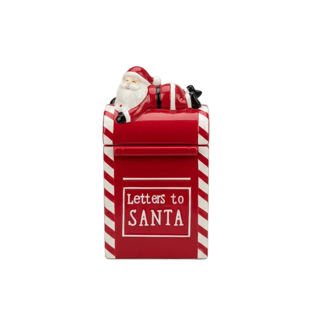Cookie jar letters to Santa 15x12x23cm - red