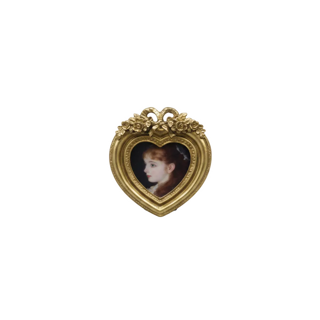 Heart shaped photo frame 6.35cm - gold