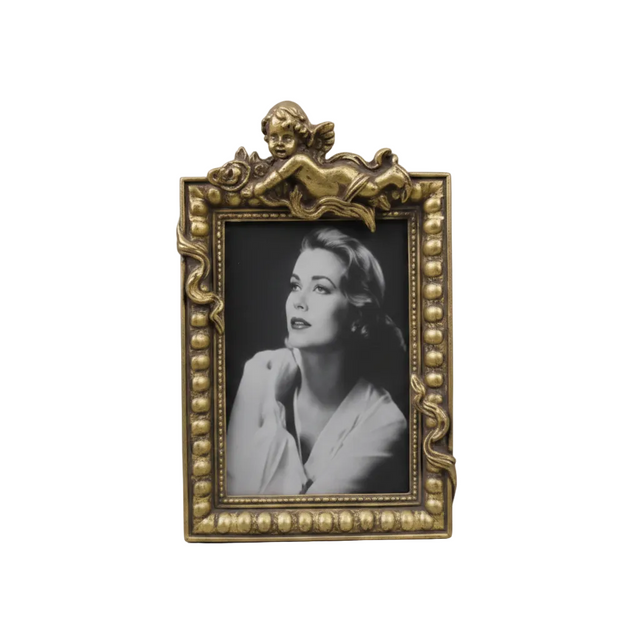 Photo frame with angel 14.478cm - gold