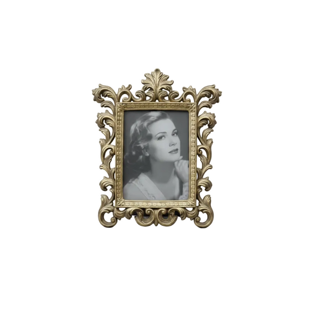 Photo frame with scrolls 17.272cm - gold