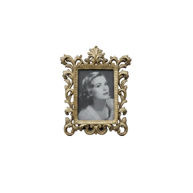 Photo frame with scrolls 11.684cm - gold
