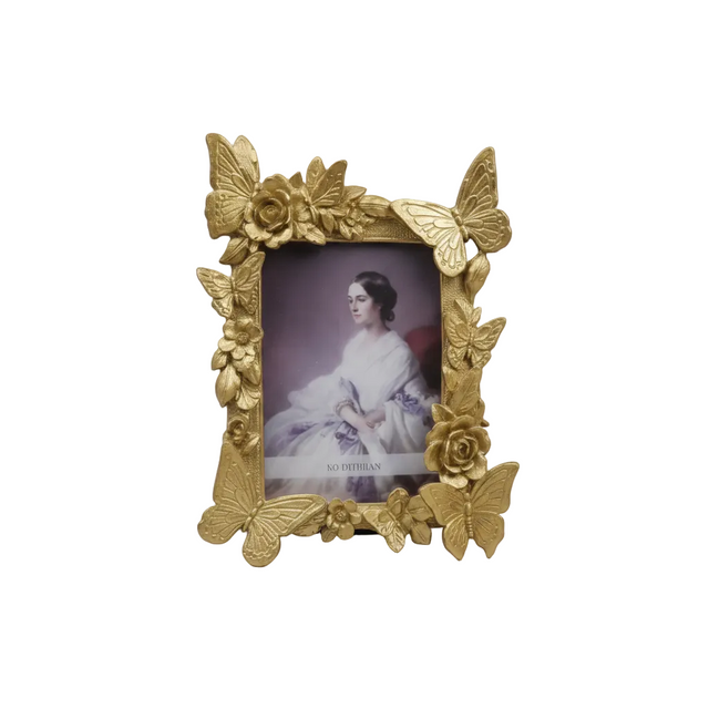 Photo frame with butterflies 11.684cm - gold