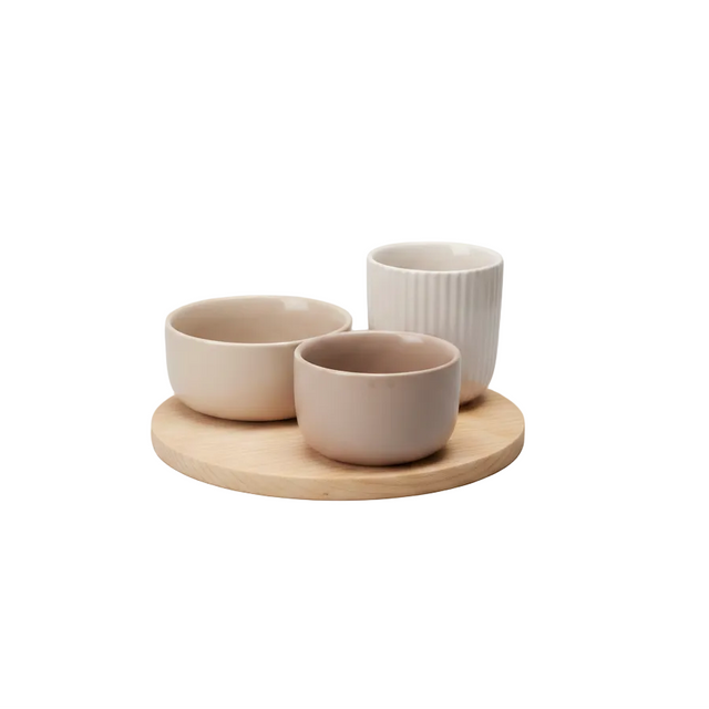 Serving set of 4Pcs - 3 Bowls on tray