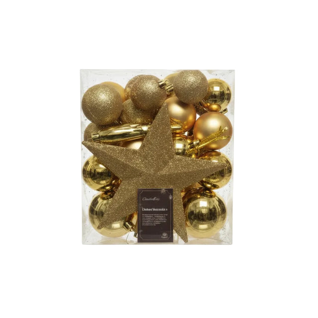 Baubles light gold 33psc 8cm