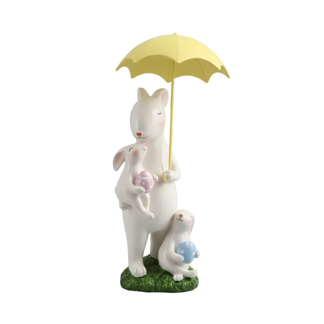 Family of bunnies with umbrella 38cm