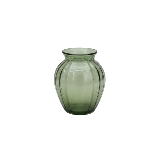 Fluted ribbed vase 14x26cm - green
