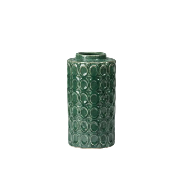 Vase with embossed oval design 14.5x14.5x27cm - Green