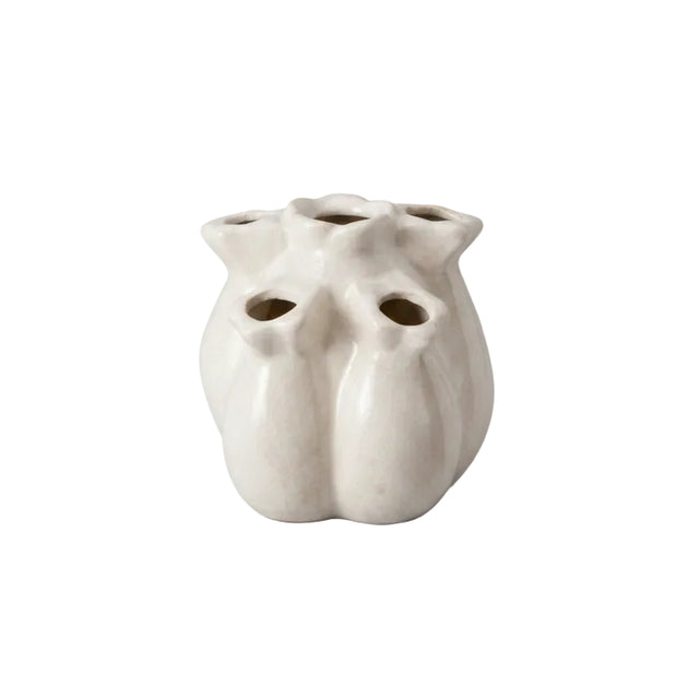 Coral shape vase with six openings 15x15x15cm - Off white