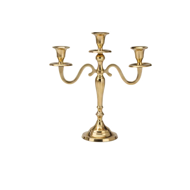 Candle holder, Aluminium 29x10x30cm - Gold - straight base