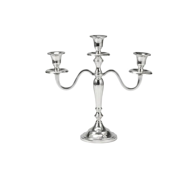 Candle holder, Aluminium 29x10x30cm - silver - straight bottom