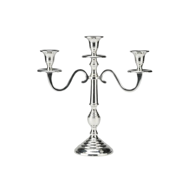Candle holder, Aluminium 29x10x30cm - silver - cone base