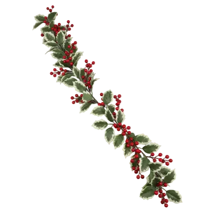 Holly garland with red berries 1.3m