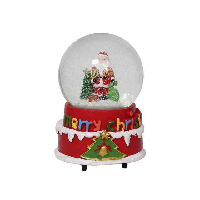 (8445393247588-2)WATER BALL WITH MUSIC 10X15CM - SANTA WITH PRESENTS