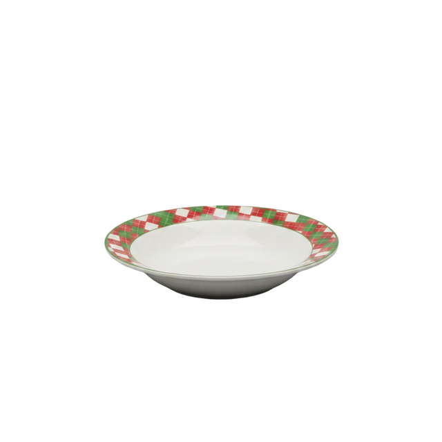 Red, green & white checkered bowl 20.32cm