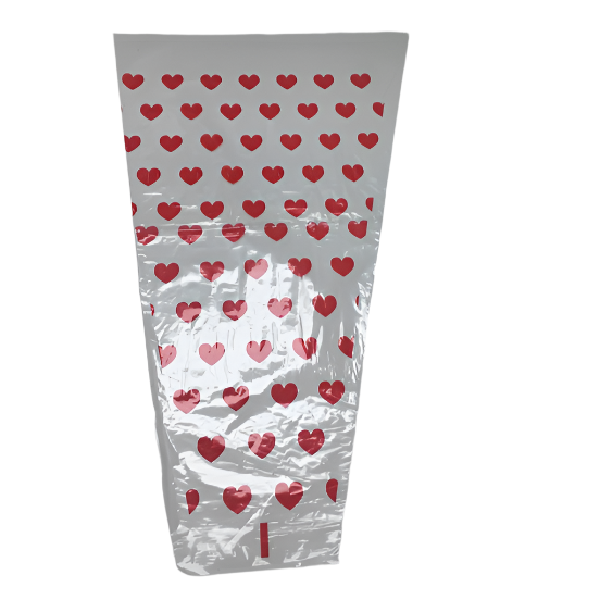 Flower Sleeves PP Red heart 30X45X10X30Un - 100 pack