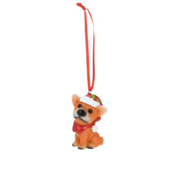 Dog 7cm with Xmas hat