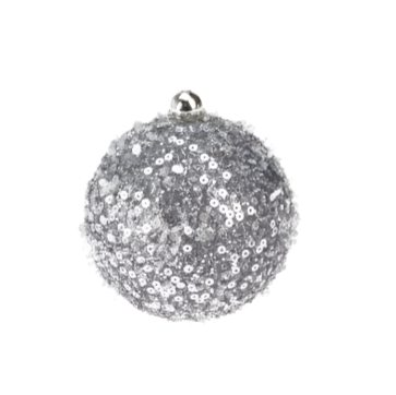 Xmas Ball, Polyfoam, 8cm, Sequins Grey