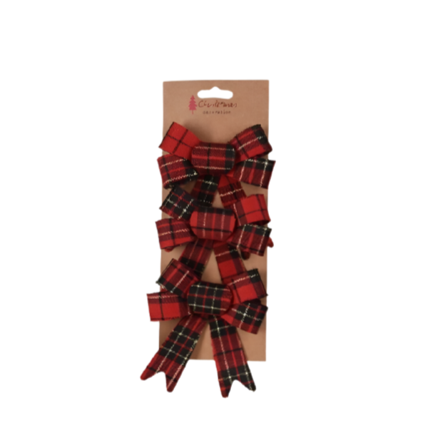 Bow Set Of 3pcs, PVC, In Check Design, 10x13cm