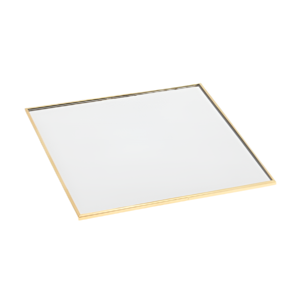 Plate Mirror 25cm Gold - Square