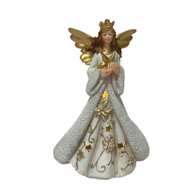 Cream Gold Resin Angel with Star