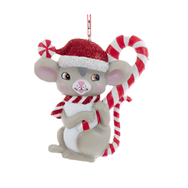 Resin Peppermint Mouse With Candy Cane