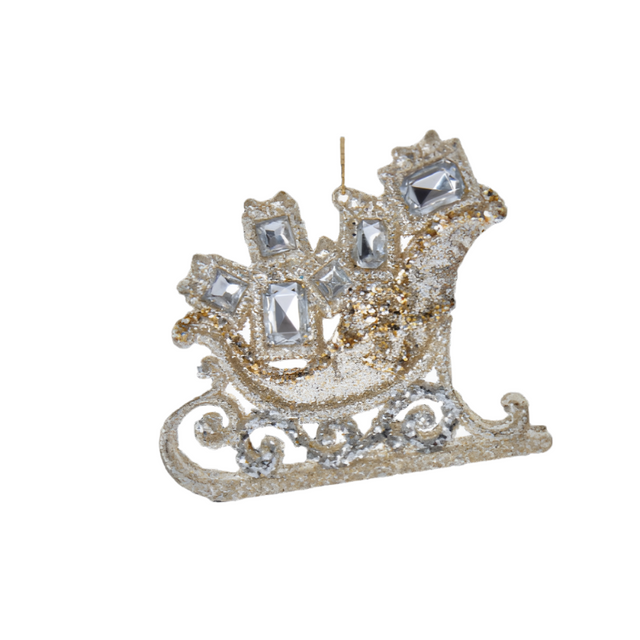 Plastic Platinum Sled Hanging Ornament 9.4Cm