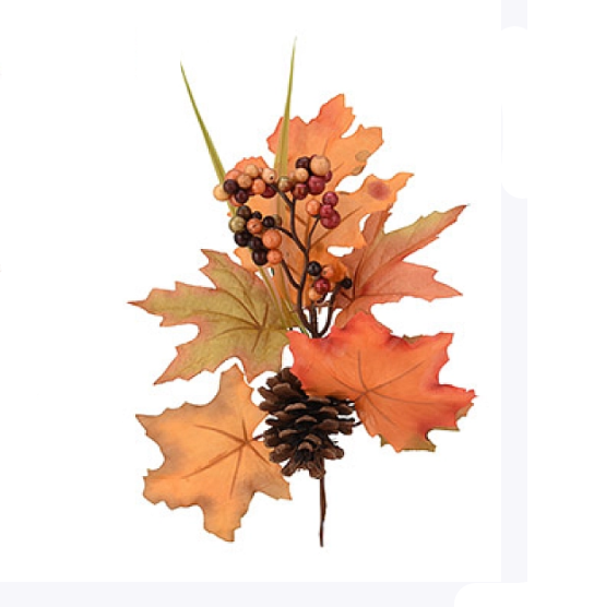 Berry leaf autumn pick with Pinecone 17x10x25cm