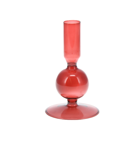 Candle holder glass 14cm - Red