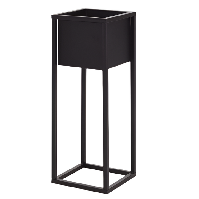 Flowerpot Metal on Stand 21x21x60cm - Black