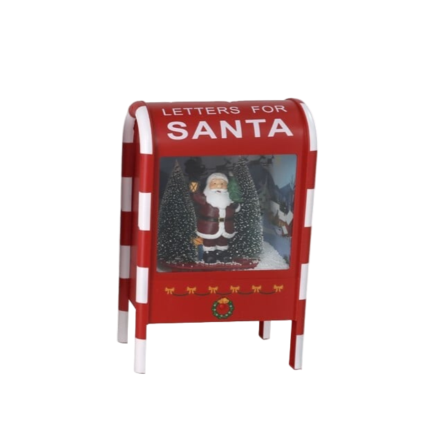 Musical snow mailbox LED 21x12.5x33cm - Santa
