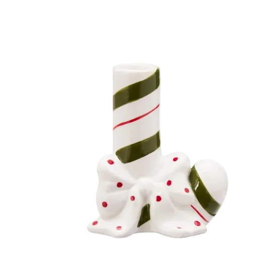 Candy cane shaped candle holder 10x5.5x11.5cm - Green