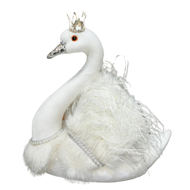 Lg White Swan With Crown