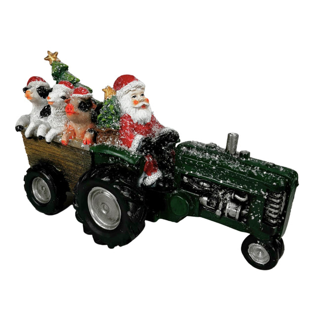 Santa With Green Tractor